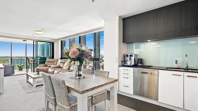 This two-bedroom apartment at 1310/18 Thorn St, Kangaroo Point , is available to rent for $750 a week.