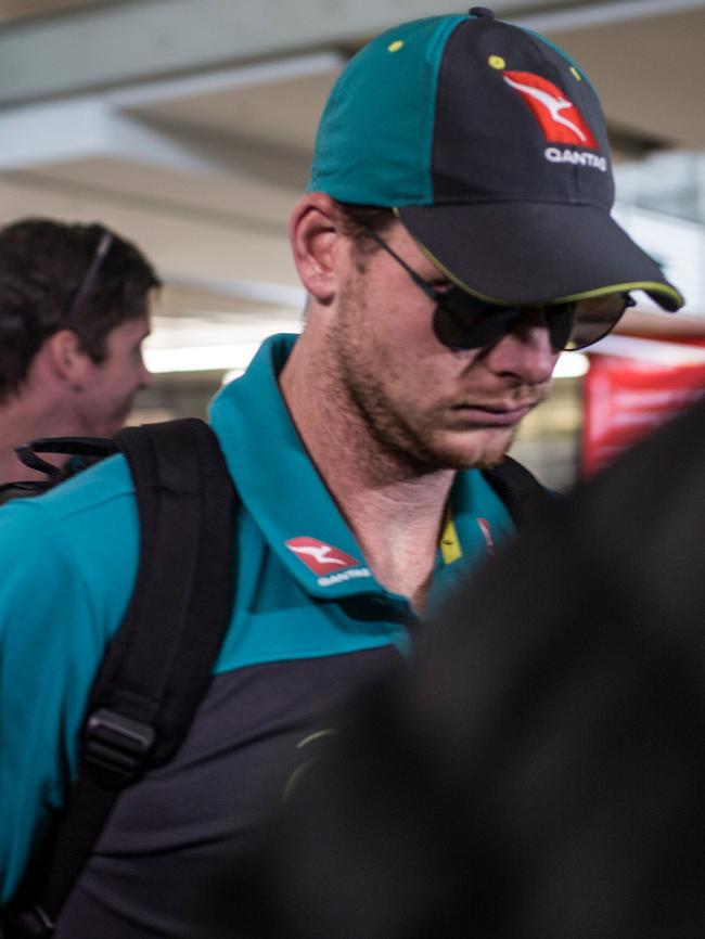 Smith emerges at Tambo International Airport in Johannesburg. Picture: Gulshan Khan