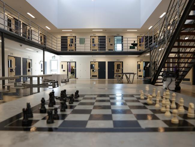 DAILY TELEGRAPH SEPTEMBER 16, 2022. EMBARGOED FOR THE DAILY TELEGRAPH FOR MONDAY 19TH SEPTEMBER. A game of chess setup inside the newer section of the Bathurst Correctional Centre. Picture: Jonathan Ng