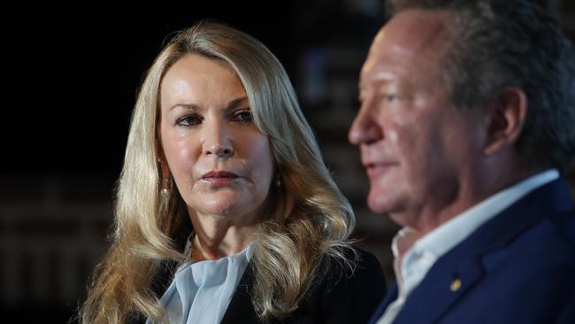 Former Fortescue Metals Group chief executive Elizabeth Gaines with company founder Andrew Forrest. Picture: NCA NewsWire / David Swift