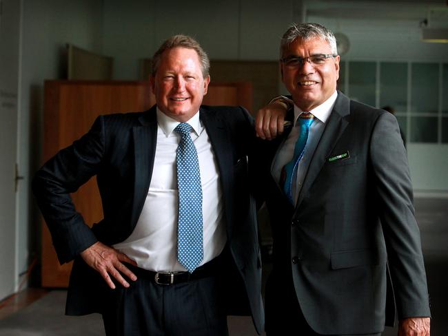 With philanthropist and former chief of Fortescue Metals Group Andrew “Twiggy” Forrest at the Closing the Gap Steering Committee Breakfast at Parliament House in Canberra in 2014.