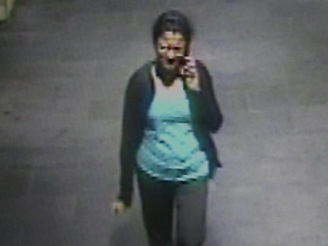 CCTV image of Prabha Arun Kumar moments before she was fatally stabbed.