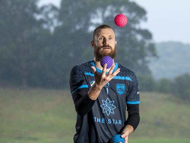 Sydney FC goalie Andrew Redmayne juggles before he goes out to play in each match. Picture: AAP/Image Matthew Vasilescu