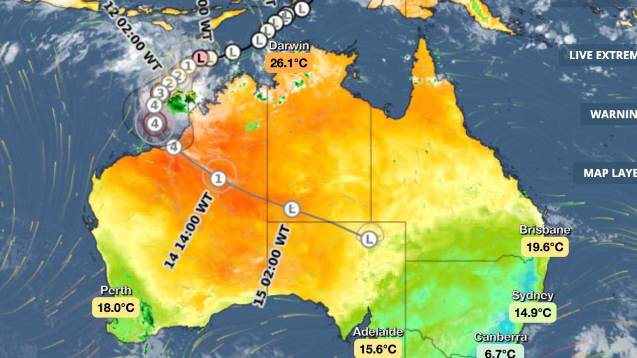 The cyclone has prompted warnings for residents to bunker down or leave. Picture: Weatherzone