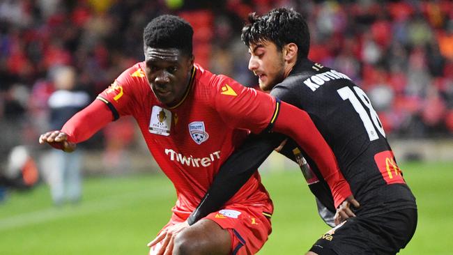 Al-Hassan Toure scored the winner for Adelaide United in their FFA Cup quarter-final. Picture: AAP