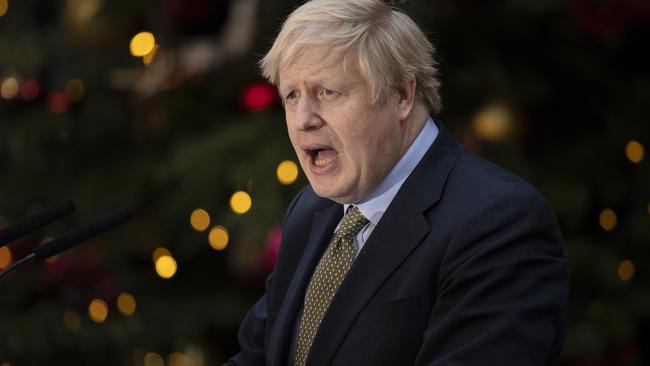 Prime Minister Boris Johnson makes a statement in Downing St after receiving permission to form the next government from the Queen. Picture: Getty Images