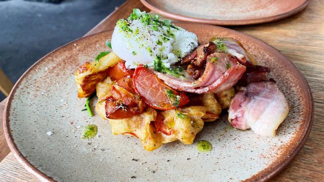 The Sunshine Waffle at Cafe Troppo, Adelaide. Picture: Dianne Mattsson