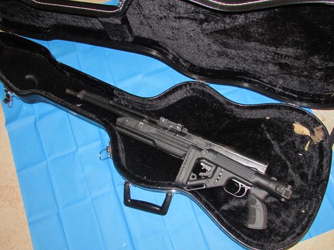 The machinegun Matthew Bruce carried while committing a litany of violent crimes.