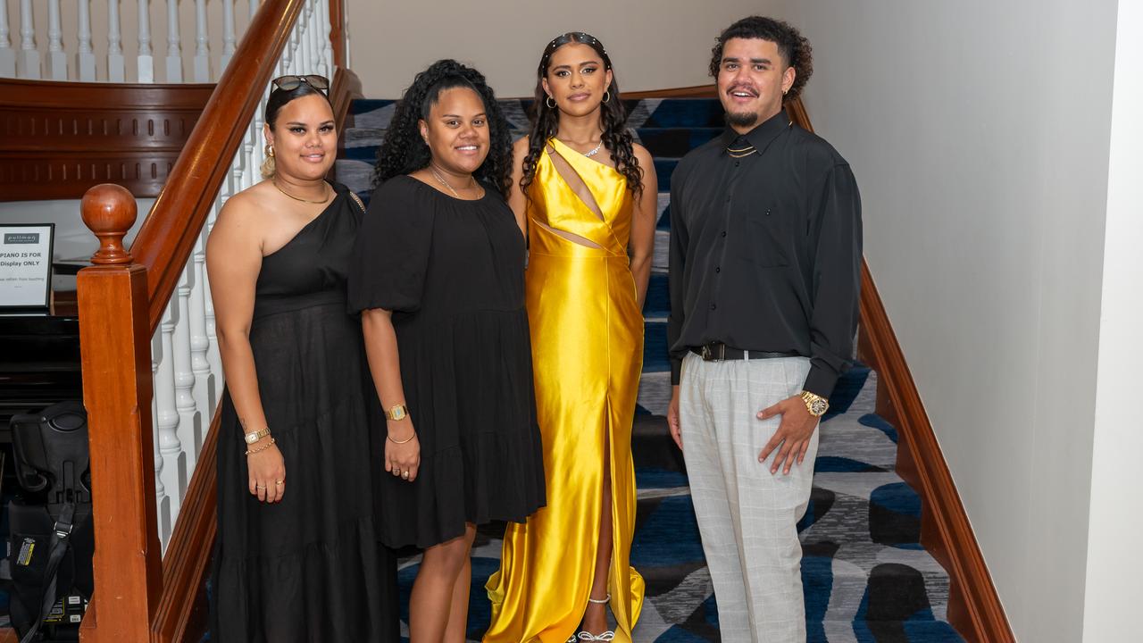 Tenetia Wallace, Teleya Wallace, Joyce Wallace and Rasheed Wallace at the Pullman International for the Djarrugun College formal. Picture: Emily Barker.