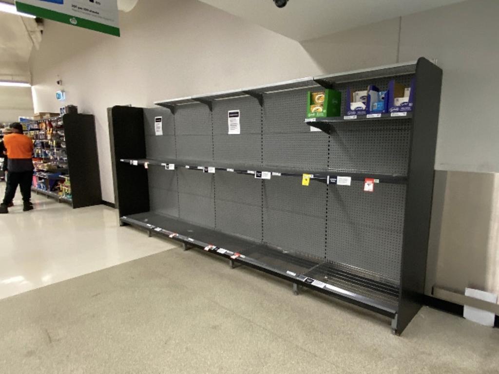 The bare loo roll aisle at Woolworths Central Park.