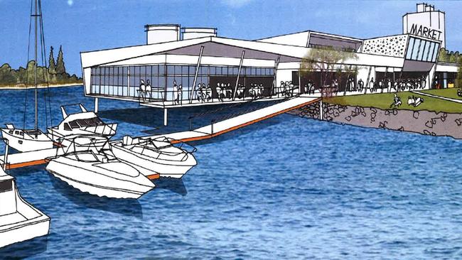 Artist impressions of proposed ferry terminal at the southern end of the Broadwater Parklands — Images supplied by City of Gold Coast Council