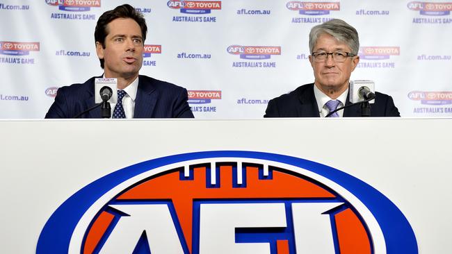 Fitzpatrick and Gillon McLachlan. Picture: Nicole Garmston