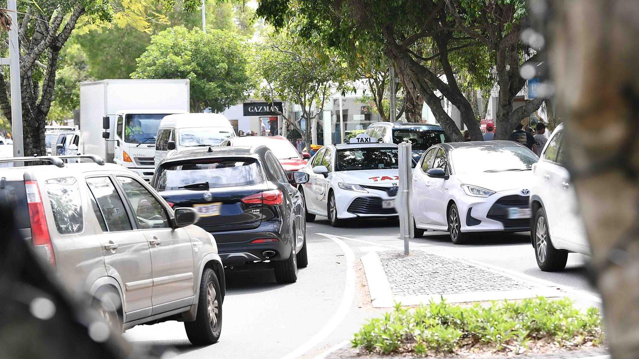 Noosa’s Hastings St becomes a car park during holidays. Picture: Patrick Woods.