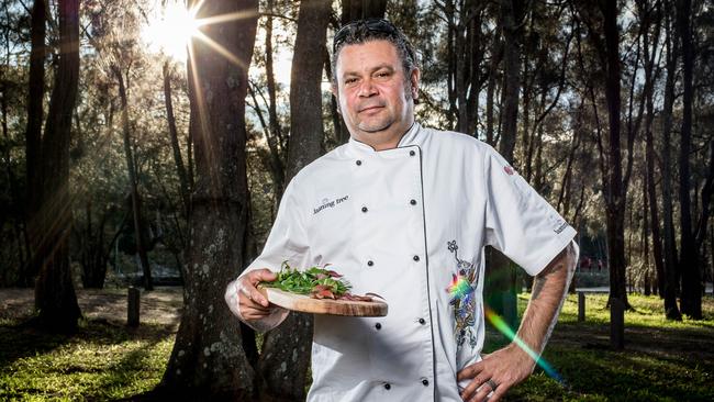 Clayton Donovan, Australia's only hatted indigenous chef pictured at home in Nambucca Heads. Picture: Lindsay Moller