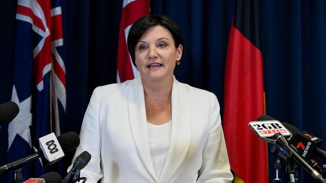 Jodi McKay announces her resignation as NSW Labor leader. Picture: AAP