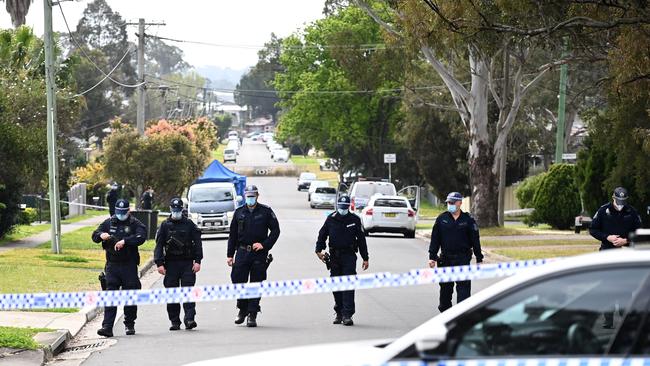 Police search the streets at the crime scene of a fatal stabbing overnight in Blacktown. Picture: NCA NewsWire / Jeremy Piper