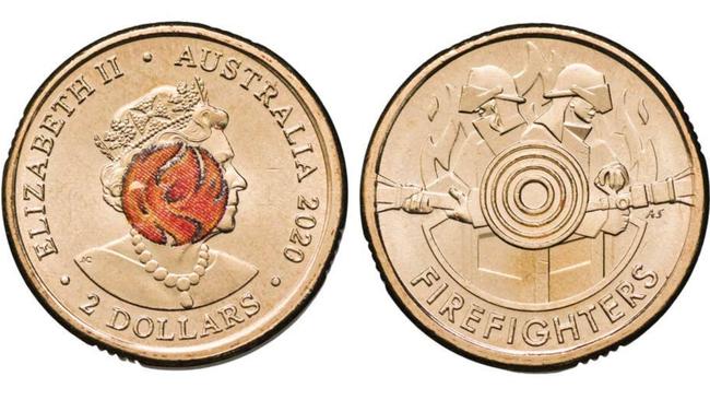 A mint condition example of the bullseye error on the Firefighter coin. Picture: Downies Collectables.