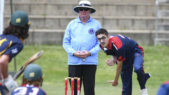 QUEANBEYAN, AUSTRALIA - DECEMBER 14: Lachlan Rummans, bowling / Central Coast vs Western - One Day match of the McDonald's Country Colts Country Cricket NSW, Summer 2022/23 at EightyTwenty Oval, Queanbeyan. Picture: NCA NewsWire / Martin Ollman