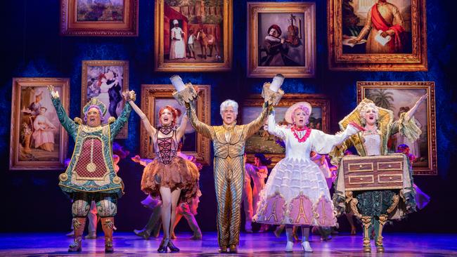 Gareth Jacobs, Hayley Martin, Rohan Browne, Jayde Westaby and Alana Tranter in Disney's Beauty and The Beast the Musical - performing Human Again. Picture: Daniel Boud