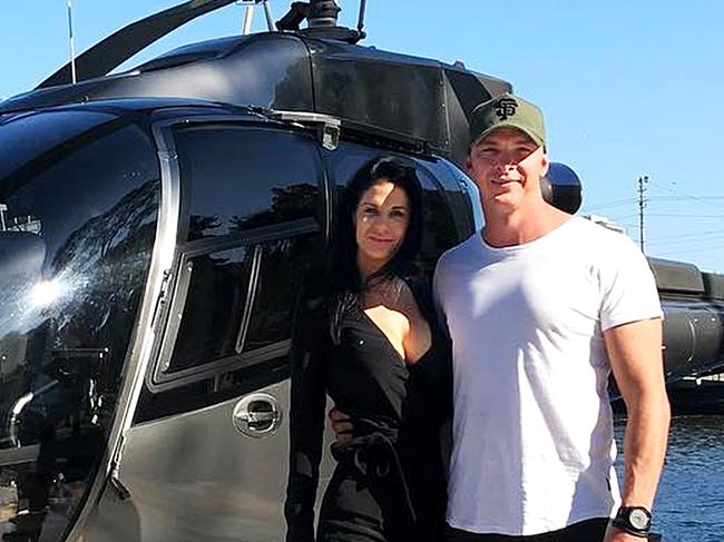 Sea World Helicopters pilot Ash Jenkinson and partner Kosha Richardson-Johnson.