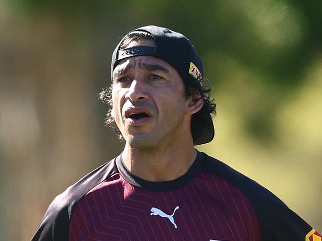 GOLD COAST, AUSTRALIA - JULY 08: Assitant coach Johnathan Thurston during a Queensland Maroons State of Origin training session at Sanctuary Cove on July 08, 2023 in Gold Coast, Australia. (Photo by Chris Hyde/Getty Images)