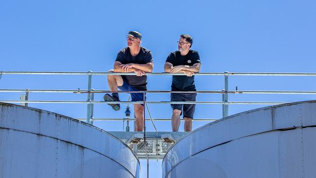 Nightfall winemakers Sam Brand, right, and Peter Weinberg in Coonawarra.