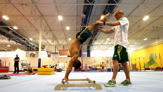 Australian gymnast Chris Remkes training at the Australian Institute of Sport, Canberra.