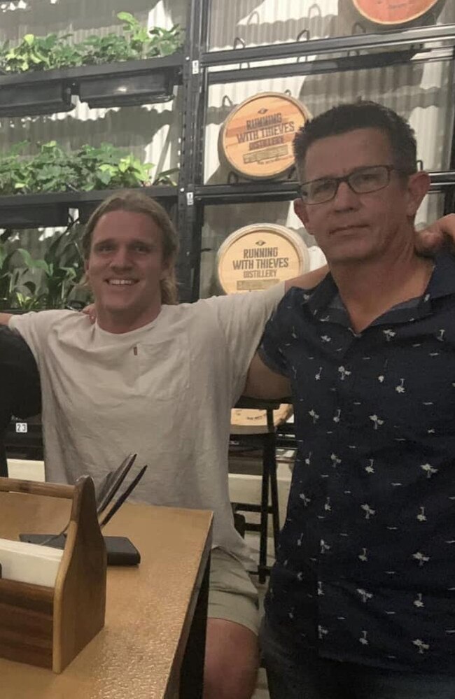 Sam with his uncle Jono Faulkiner who shared a heartfelt post about his nephew. Picture: Facebook