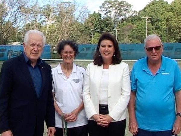 Dobell Liberal candidate Dr Michael Feneley with Senator Jane Hume at Ourimbah Tennis Club.