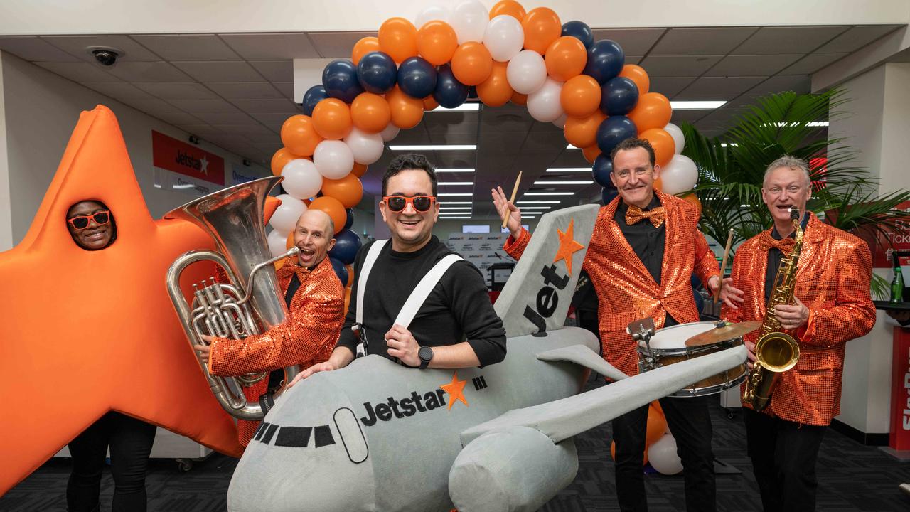 Jetstar brought the party to Avalon Airport on Friday as it celebrated the launch of daily flights to Brisbane. Picture: Brad Fleet.