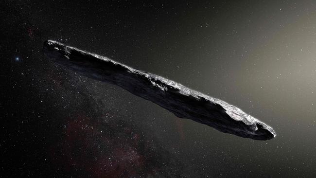 An artist impression of the first interstellar asteroid: Oumuamua. Picture: AFP Photo.