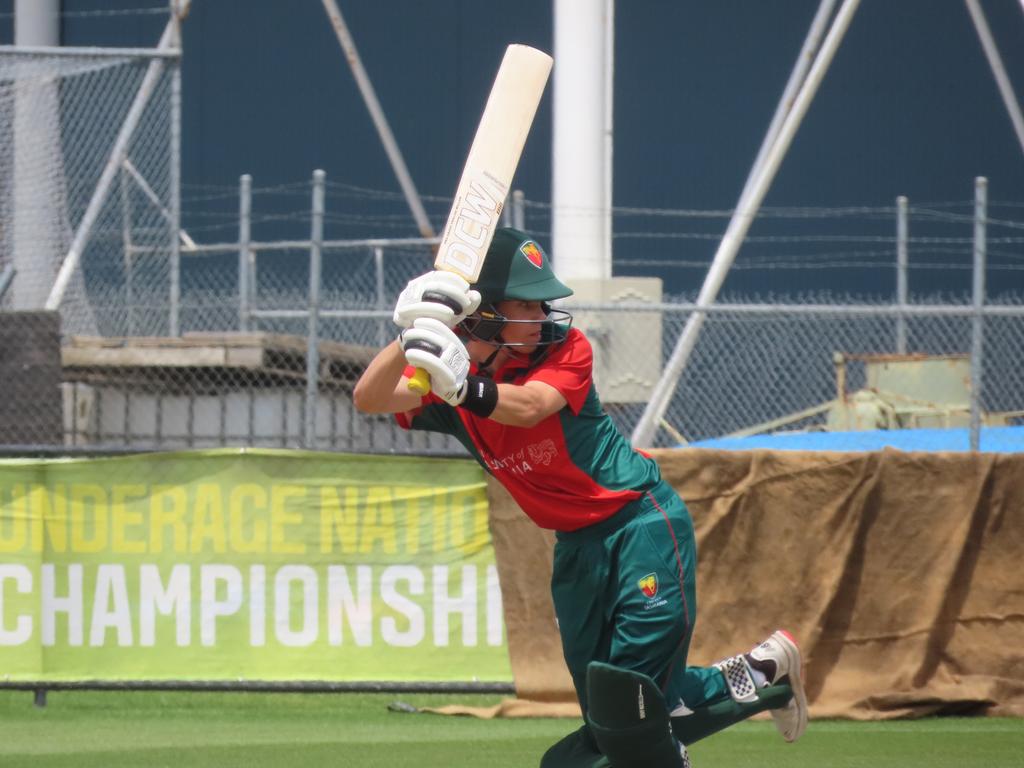 Gabriel Tichanow batting for Tasmania against Victoria Country at the under-17 national cricket championships in Launceston on Sunday. Picture: Jon Tuxworth