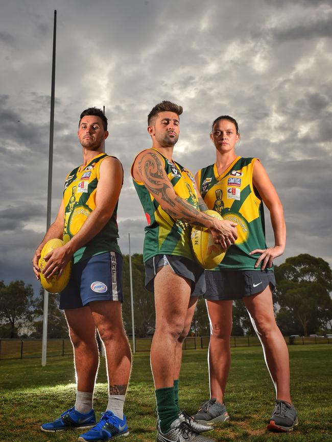 <s1 id="U633275820034uVG">Blake Quarrier, Chris Koutzamanis and Sam Kloet of Werribee Centrals from Geelong &amp; District footy league, which has taken a stand against the AFL. </s1>Picture: Tony Gough