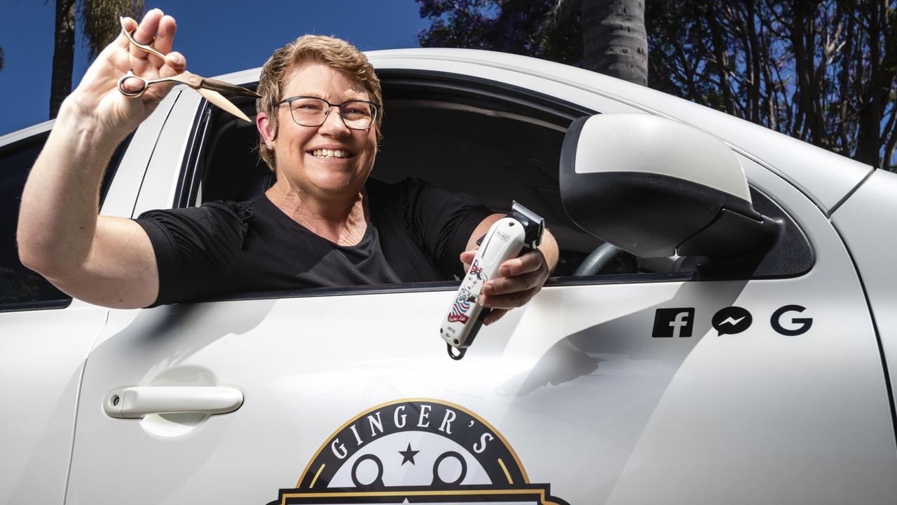 Rachel Glover is reaching people who are often isolated and lonely with her business Ginger's Mobile Barber Services, Wednesday, December 7, 2022. Picture: Kevin Farmer