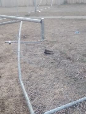 A gang of hoons wrecked Clarendon Vale Primary School's oval on Saturday night. Picture: Contributed