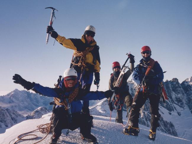 Pepper climbing Mt Earnslaw in New Zealand in 2005.