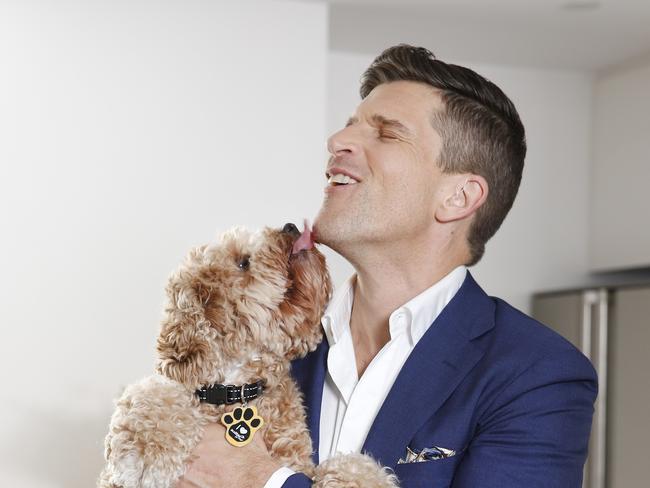 The host with his dog, Frankie. Our pets have been a huge source of comfort during isolation and lockdown. Picture: Richard Dobson