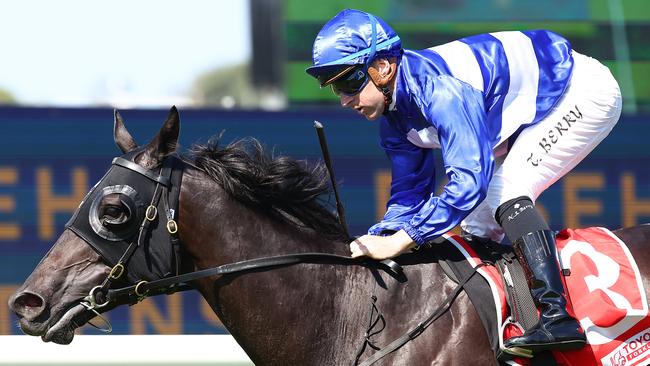 Wymark and Tommy Berry cruised to victory in the Tulloch Stakes. Picture: Jeremy Ng/Getty Images