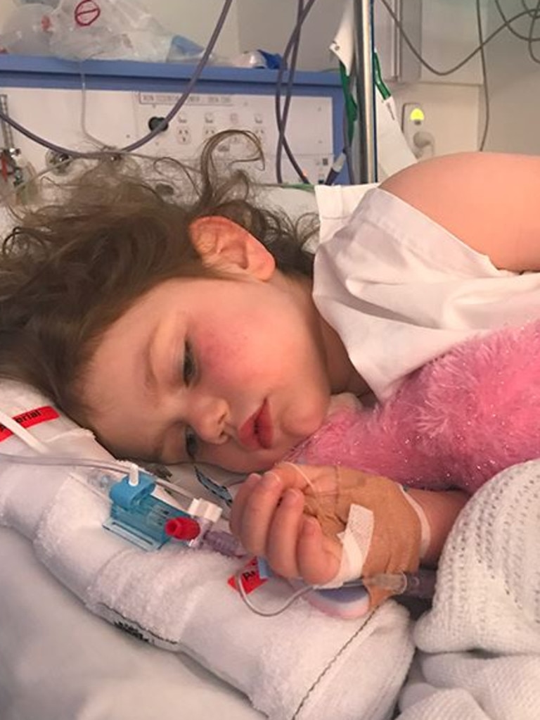 Little Izzy underwent radiation to help ease her symptoms. Picture: Supplied