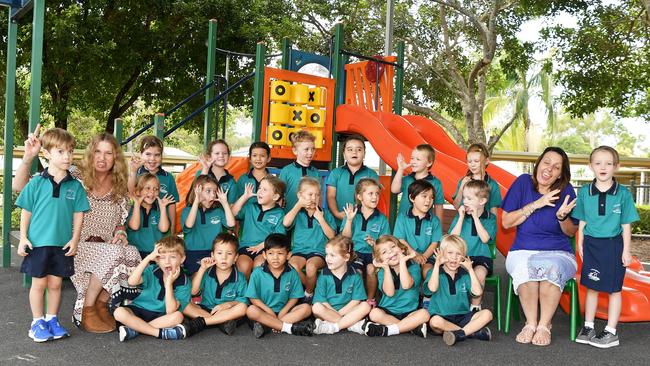 MY FIRST YEAR: Funny faces. Noosaville State school Preps. Picture: Patrick Woods.