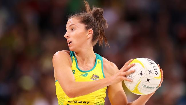 Amy Parmenter impressed during the Constellation Cup and Roses series at Wing Defence. (Photo by Mark Kolbe/Getty Images for Netball Australia)