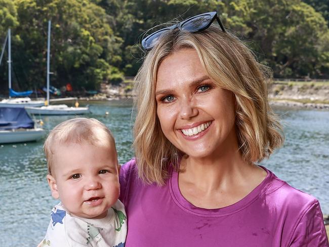 Daily Telegraph. 06, February, 2023.Edwina Bartholomew, with her son Tom, 11 months, at Waverton, today. She is doing Coastrek, AustraliaÃs most iconic charity hiking challenge for women.Registrations close Feb 12. Picture: Justin Lloyd.