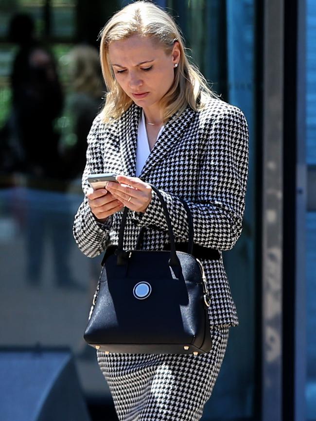 Clive Palmer's wife Anna takes a lunch break from the High Court in Canberra today. Picture: Ray Strange.