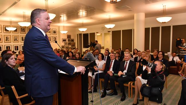 Leader of the Opposition Anthony Albanese at the Labor caucus meeting at Parliament House in Canberra.