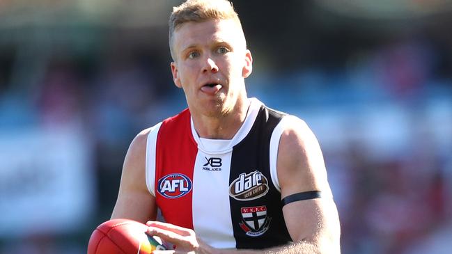 Midfielder Dan Hannebery is eyeing a Round 18 return for the Saints. Picture: Phil Hillyard