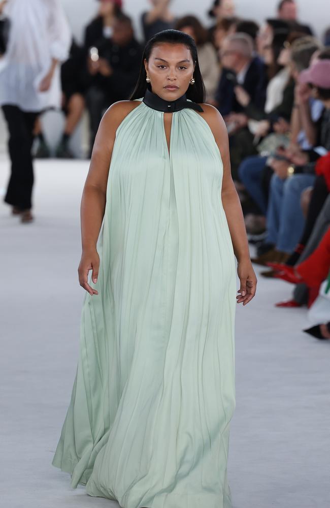 Elsesser walks the runway at the Salvatore Ferragamo fashion show during the Milan Fashion Week Womenswear Spring/Summer 2024 on September 23. Picture: Vittorio Zunino Celotto/Getty Images