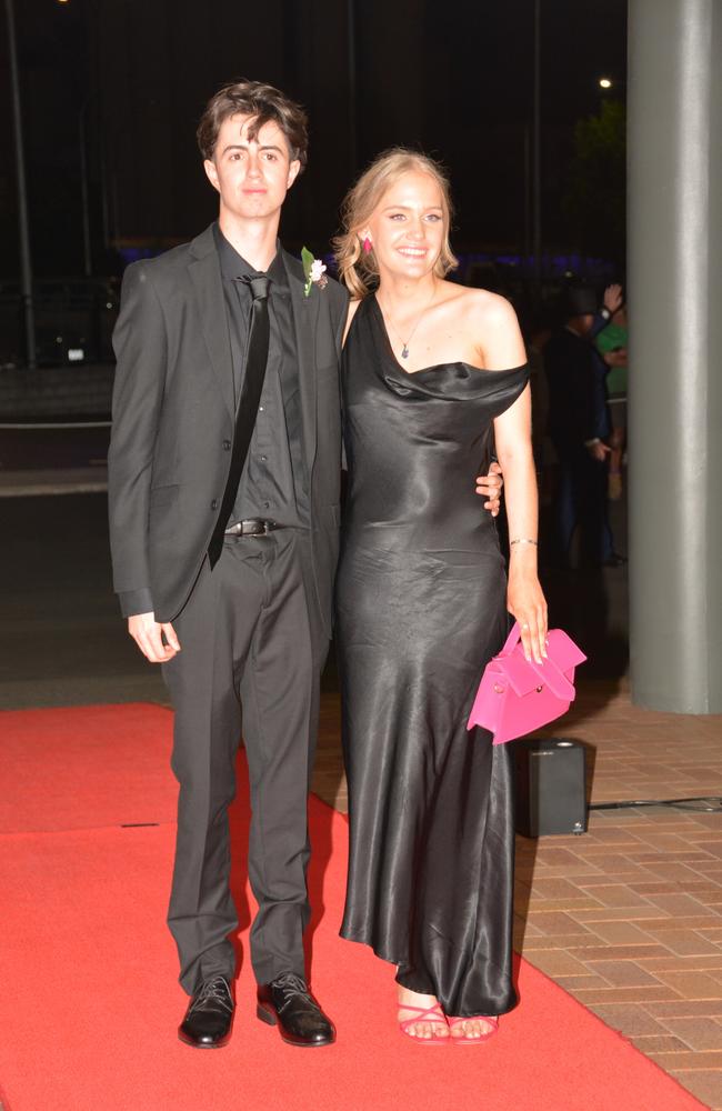 Toowoomba school formals. At the 2023 St Ursula's College formal is graduate Kiara Barrett with her partner. Picture: Rhylea Millar