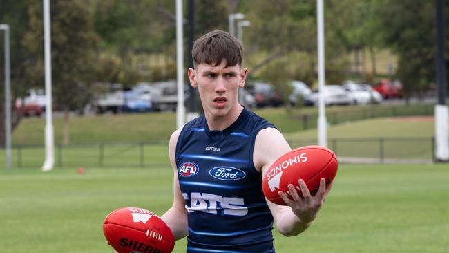 25-11-2024 Geelong Cats pre-season training at Deakin University Waurn Ponds. Cillian Burke. Picture: Brad Fleet