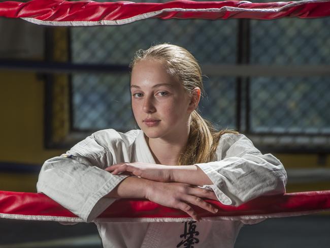 Shaida Rich won the Victorian Kyokushin Championship. She has won numerous State and Australian titles. She has been training since the age of 5. As well as training 3 to 4 times a week Shaida also teaches 4 to 6 year olds twice a week. Picture:Rob Leeson.