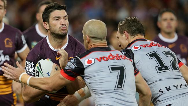 Broncos Matt Gillett. The Brisbane Broncos vs the New Zealand Warriors at Suncorp Stadium in Brisbane. Pic Peter Wallis